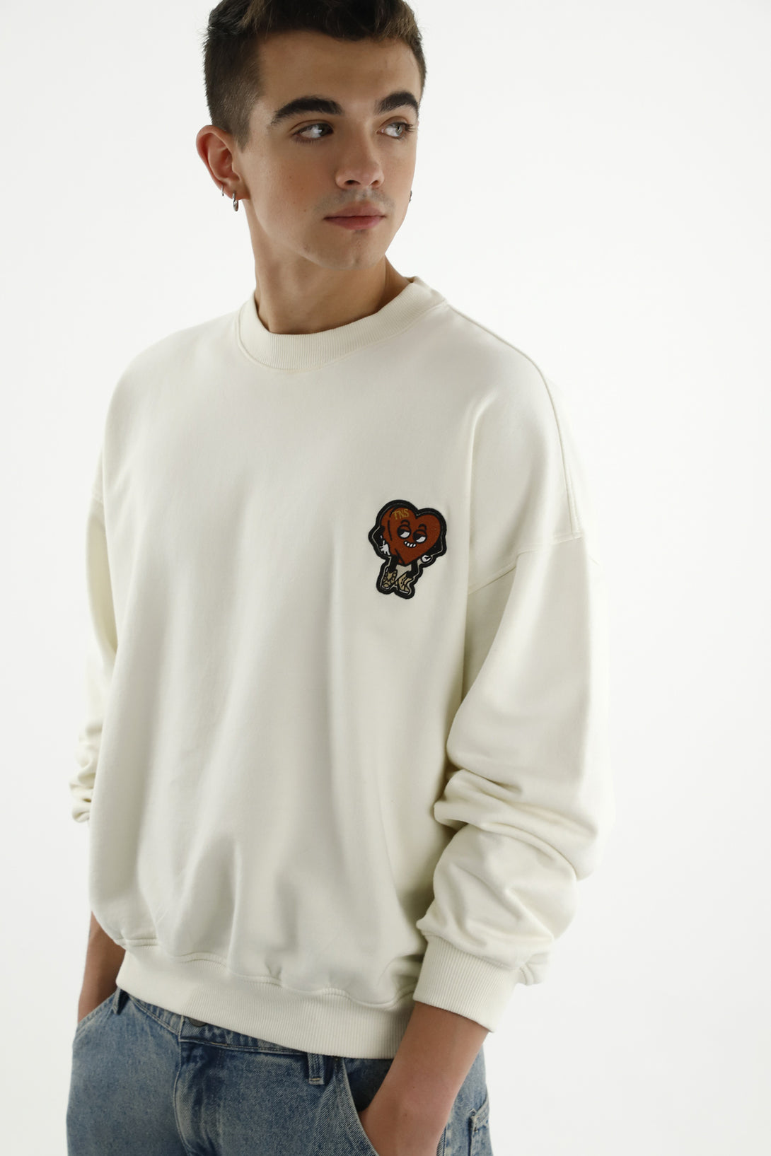 Men's Ecru Embroidered Sweater