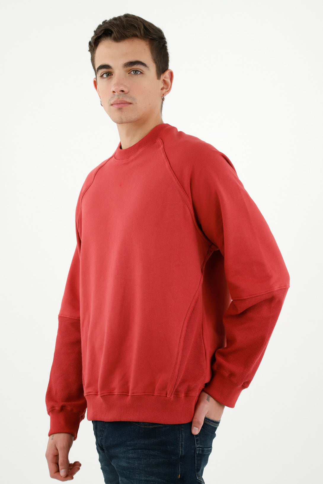 Buzo con raqueta bordada rojo para hombre