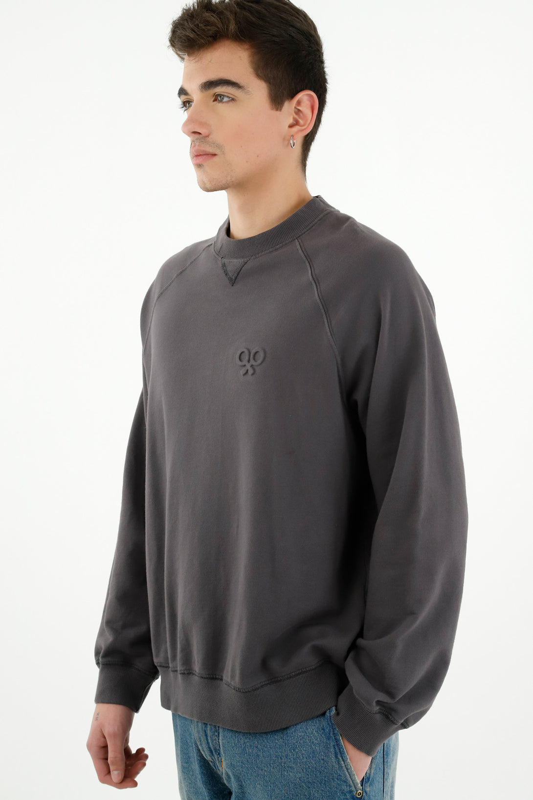 Men's Gray Embroidered Sweater