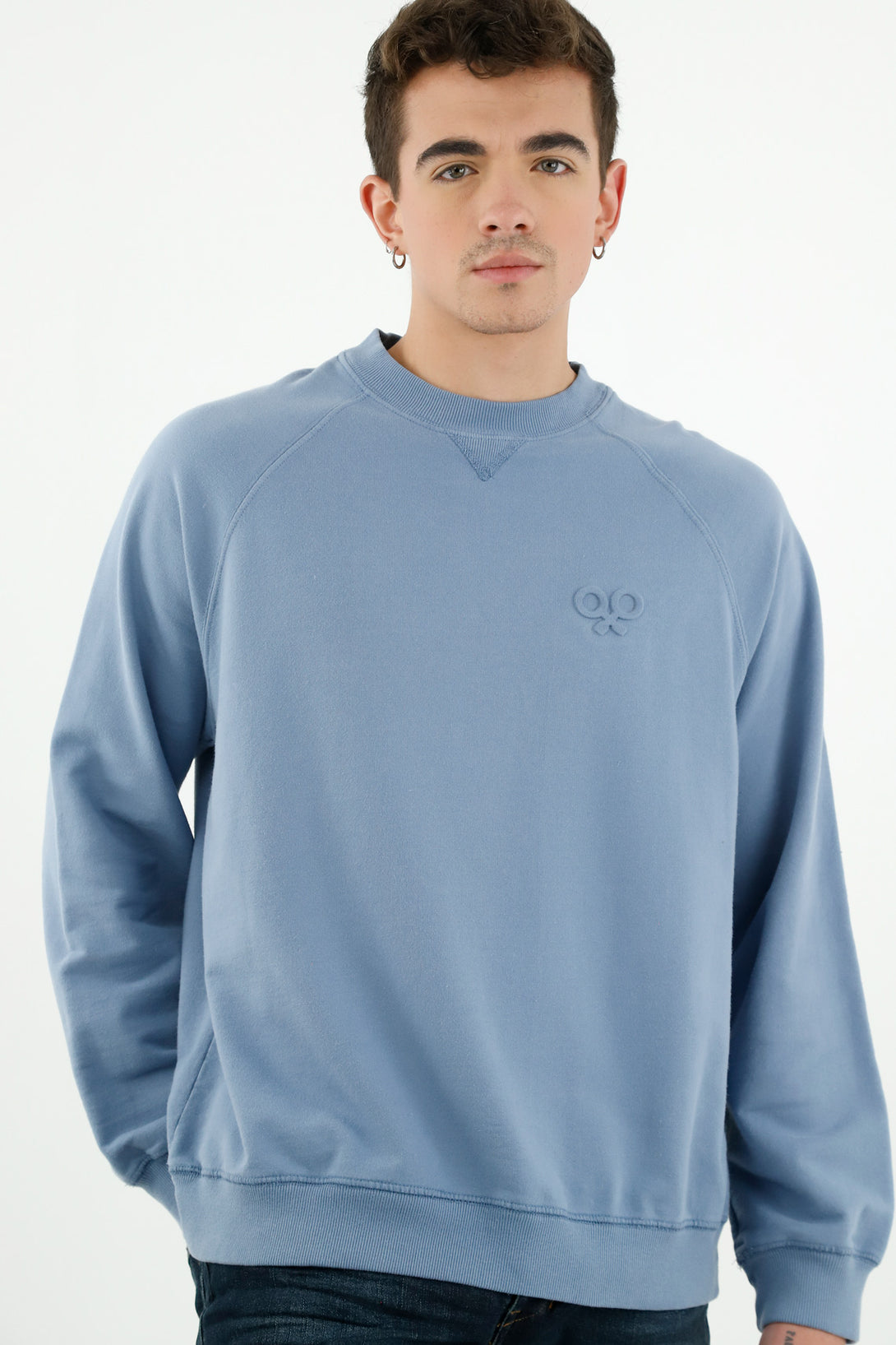 Men's Blue Embroidered Sweater