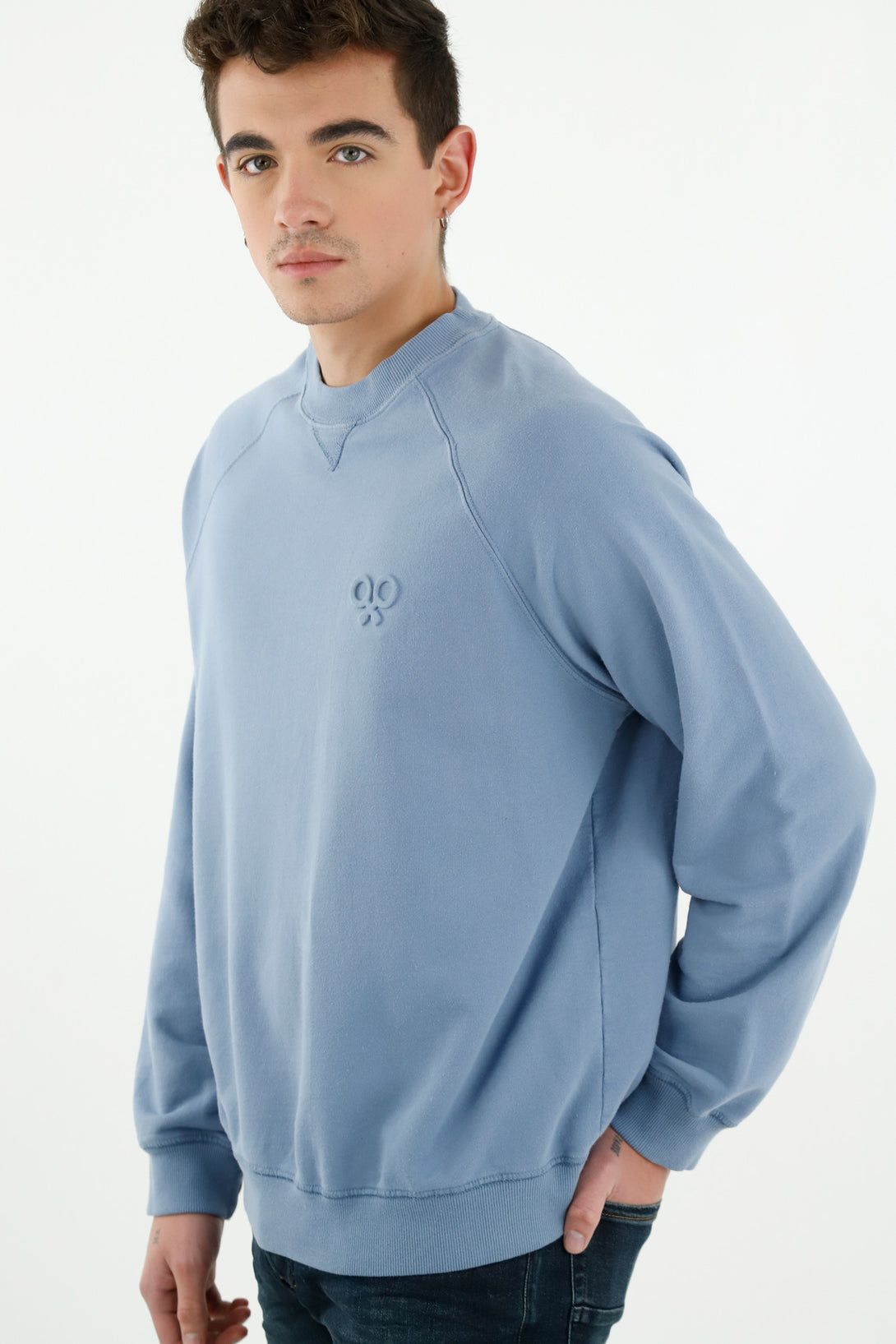 Men's Blue Embroidered Sweater