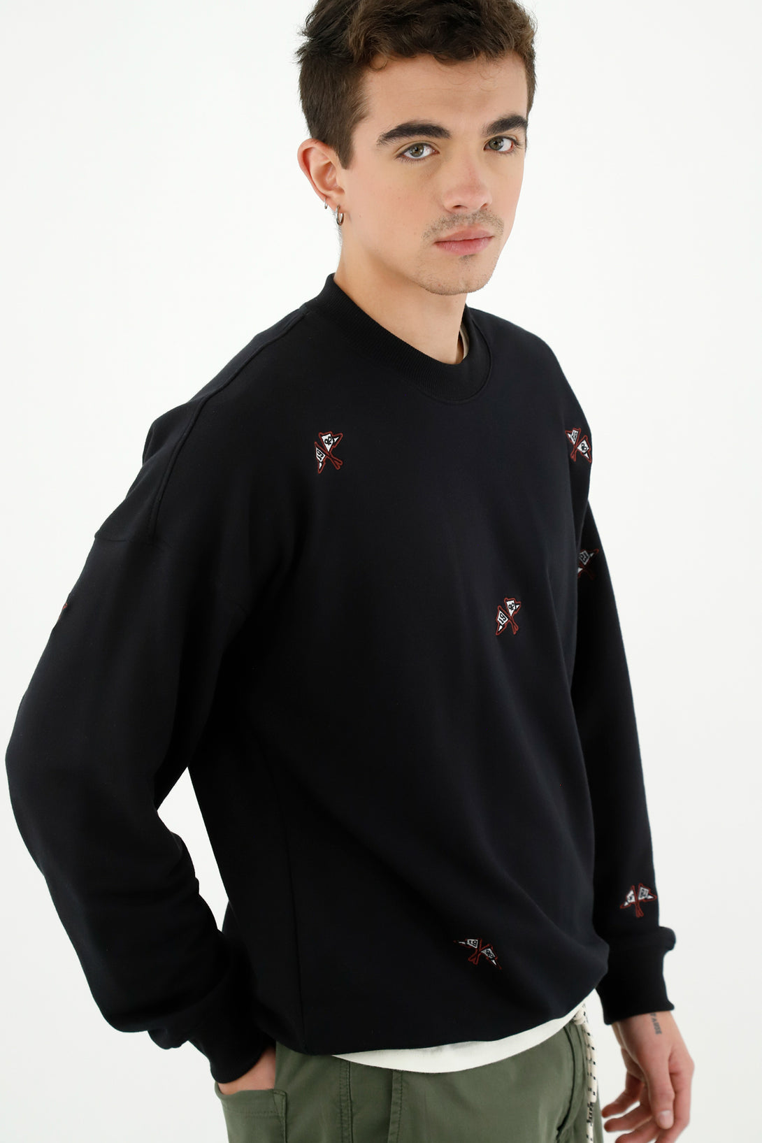 Men's Black Mini Print Sweater