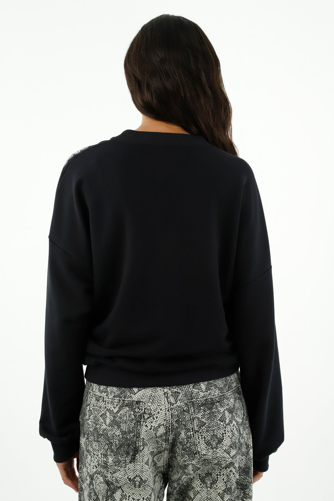 Women's Black Embroidered Sweater