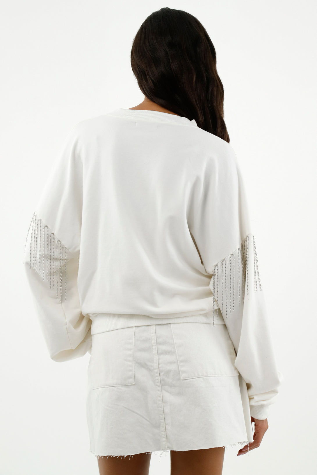 Women's Off-White Fringe Sweater