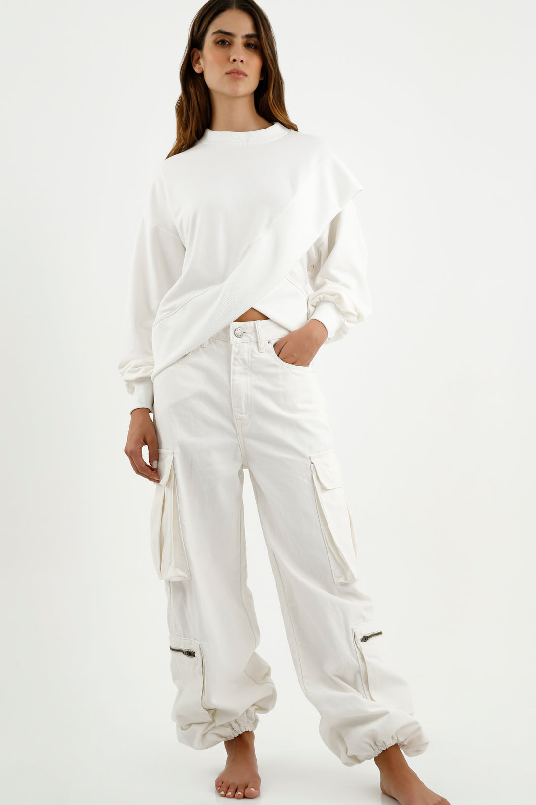 Women's Off-White Asymmetrical Sweater