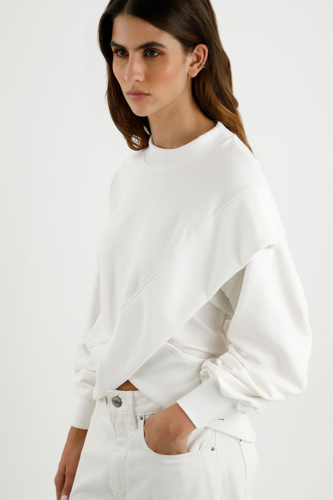 Women's Off-White Asymmetrical Sweater