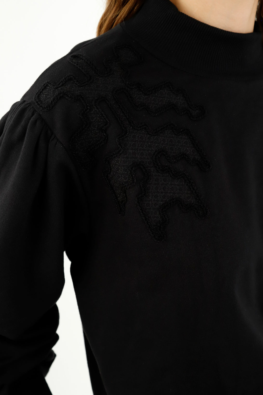 Women's Black Embroidered Sweater