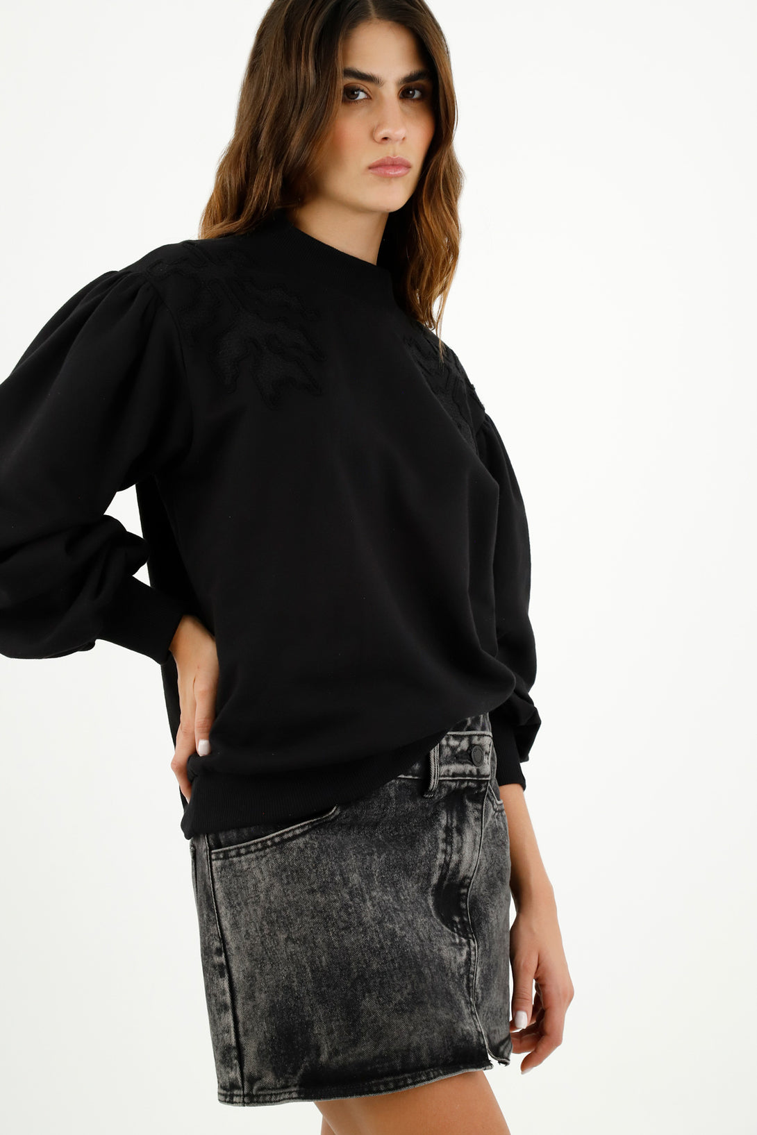 Women's Black Embroidered Sweater