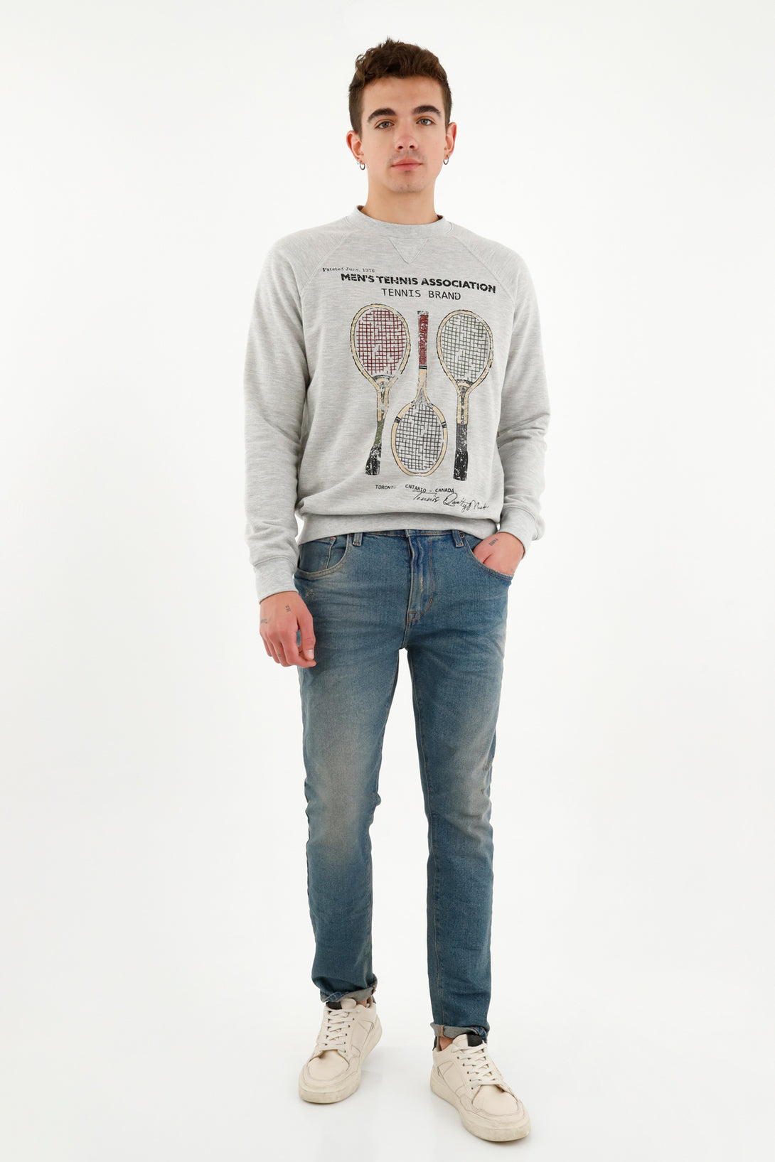 Men's Gray Printed Sweater