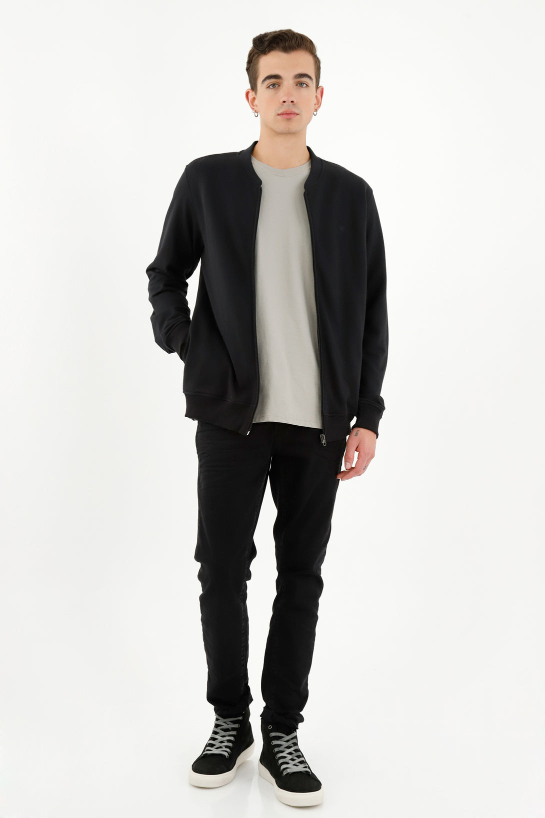 Men's Black Zip-Up Sweater