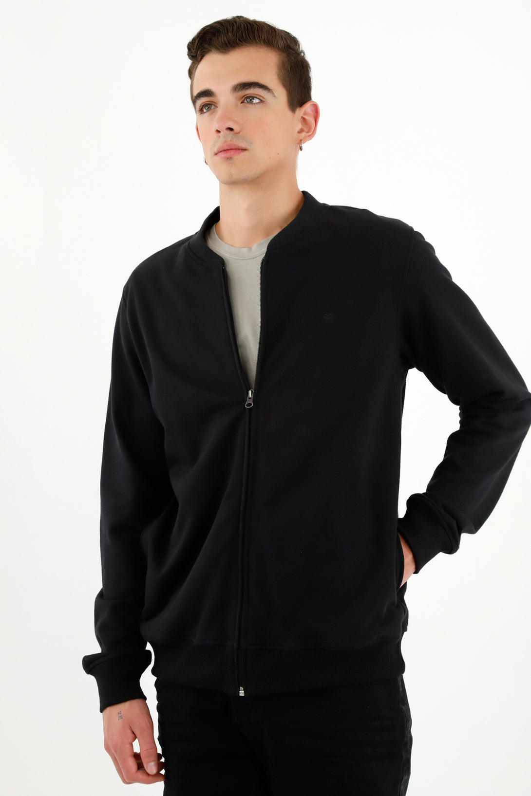 Men's Black Zip-Up Sweater