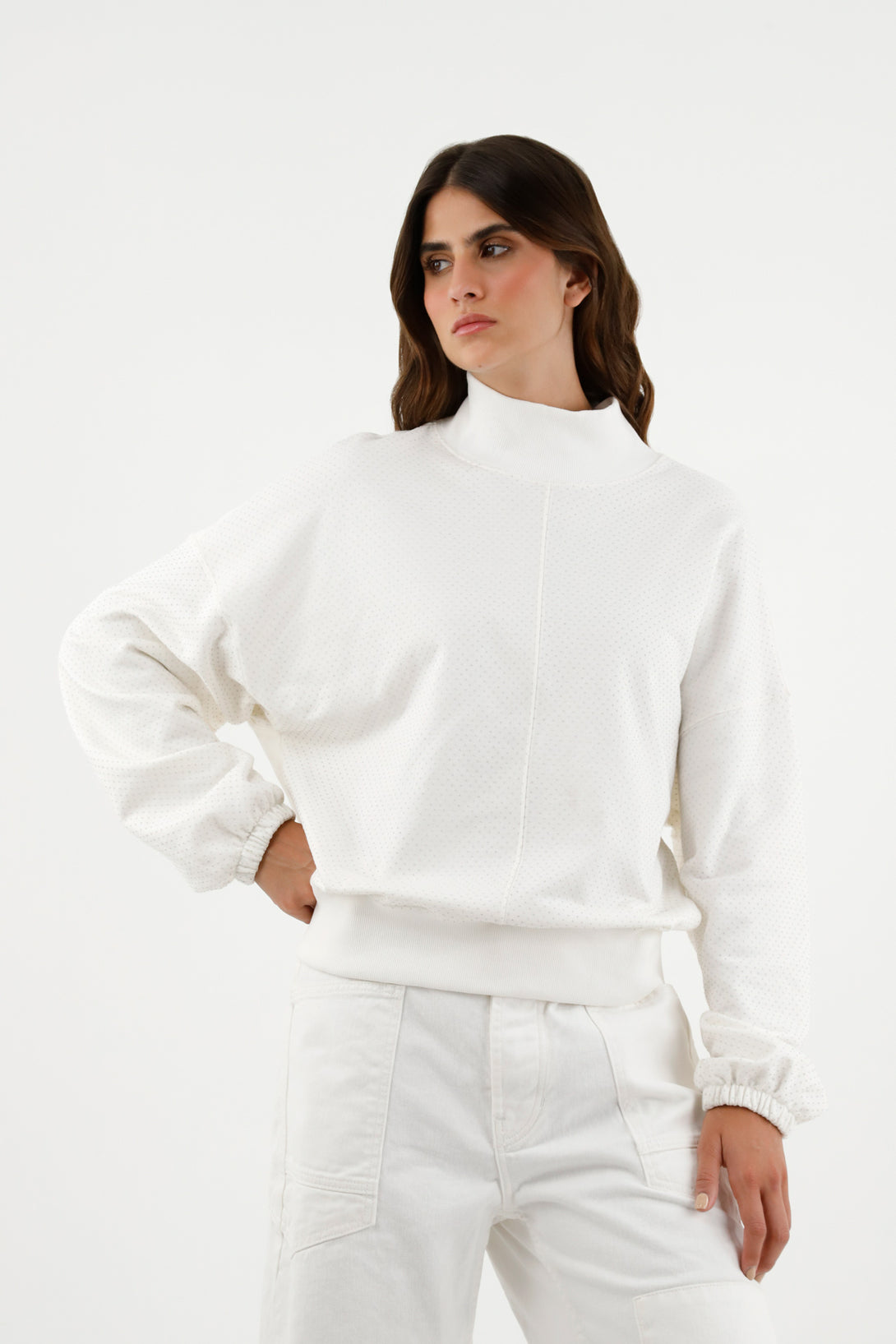 Women's Ecru Turtleneck Sweater