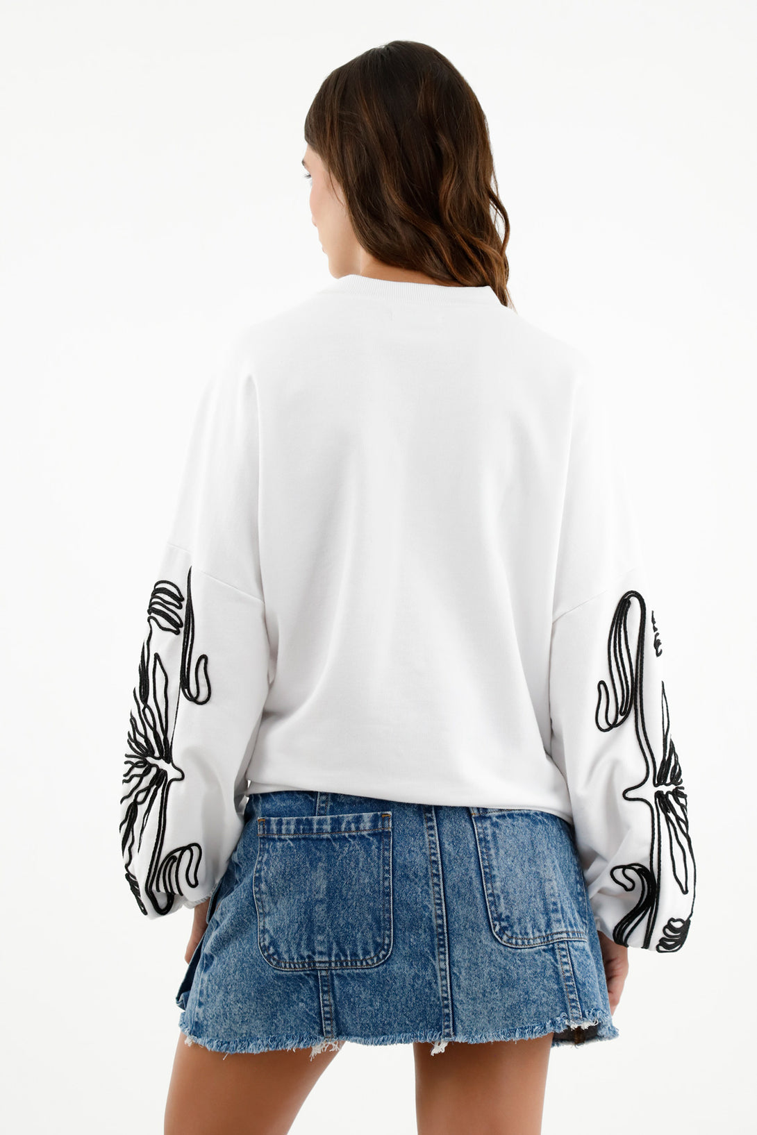 Women's White Embroidered Sweater