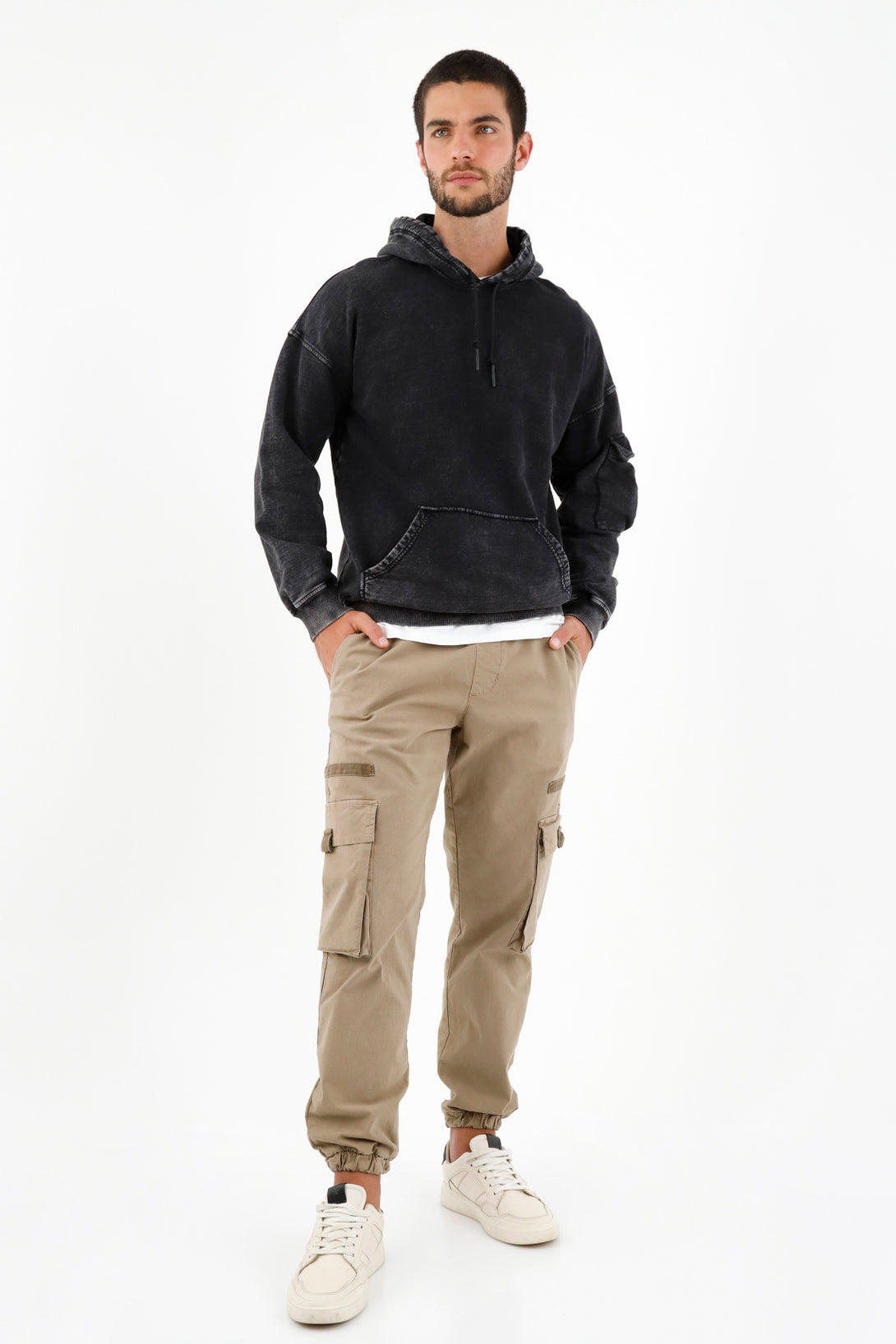 Men's Black Cargo Pocket Sweater