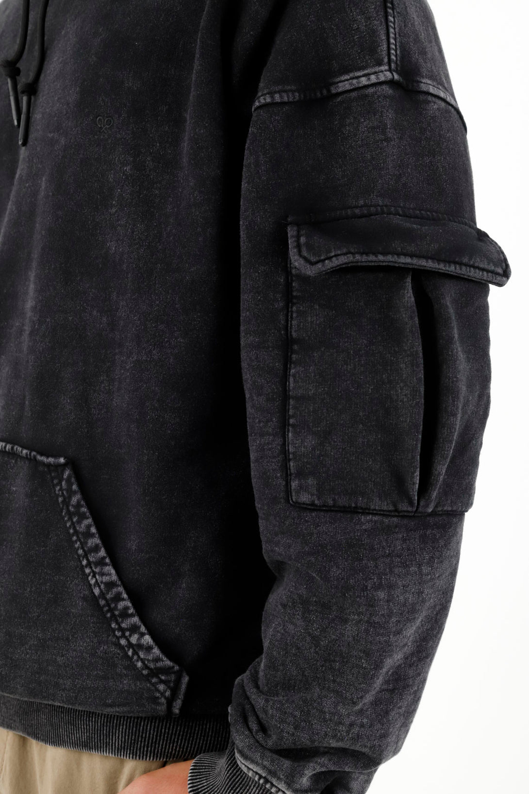 Men's Black Cargo Pocket Sweater