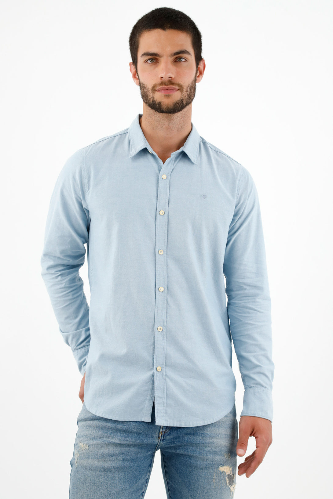 Camisa clásica gris para hombre