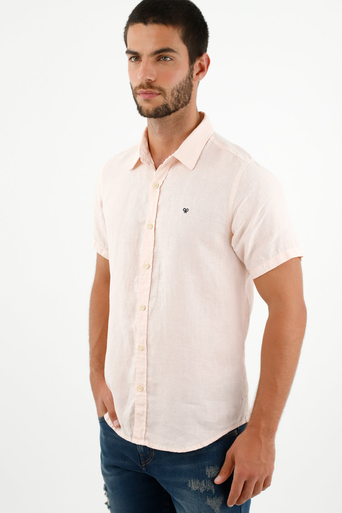 Men's Pink Linen Shirt