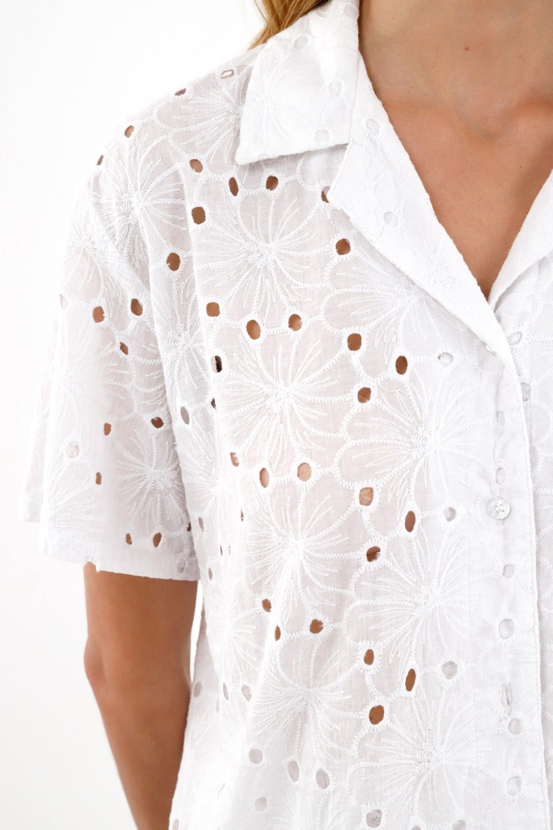 Women's White Eyelet Shirt