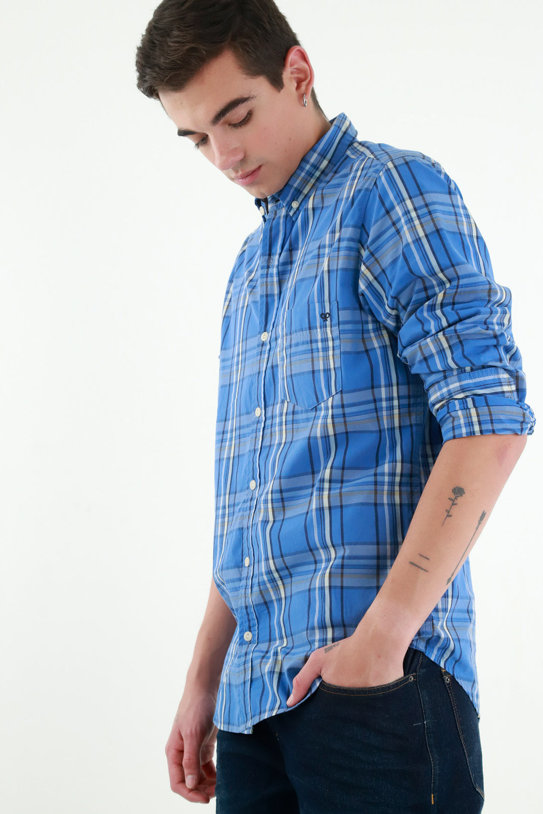 Men's Blue Plaid Shirt