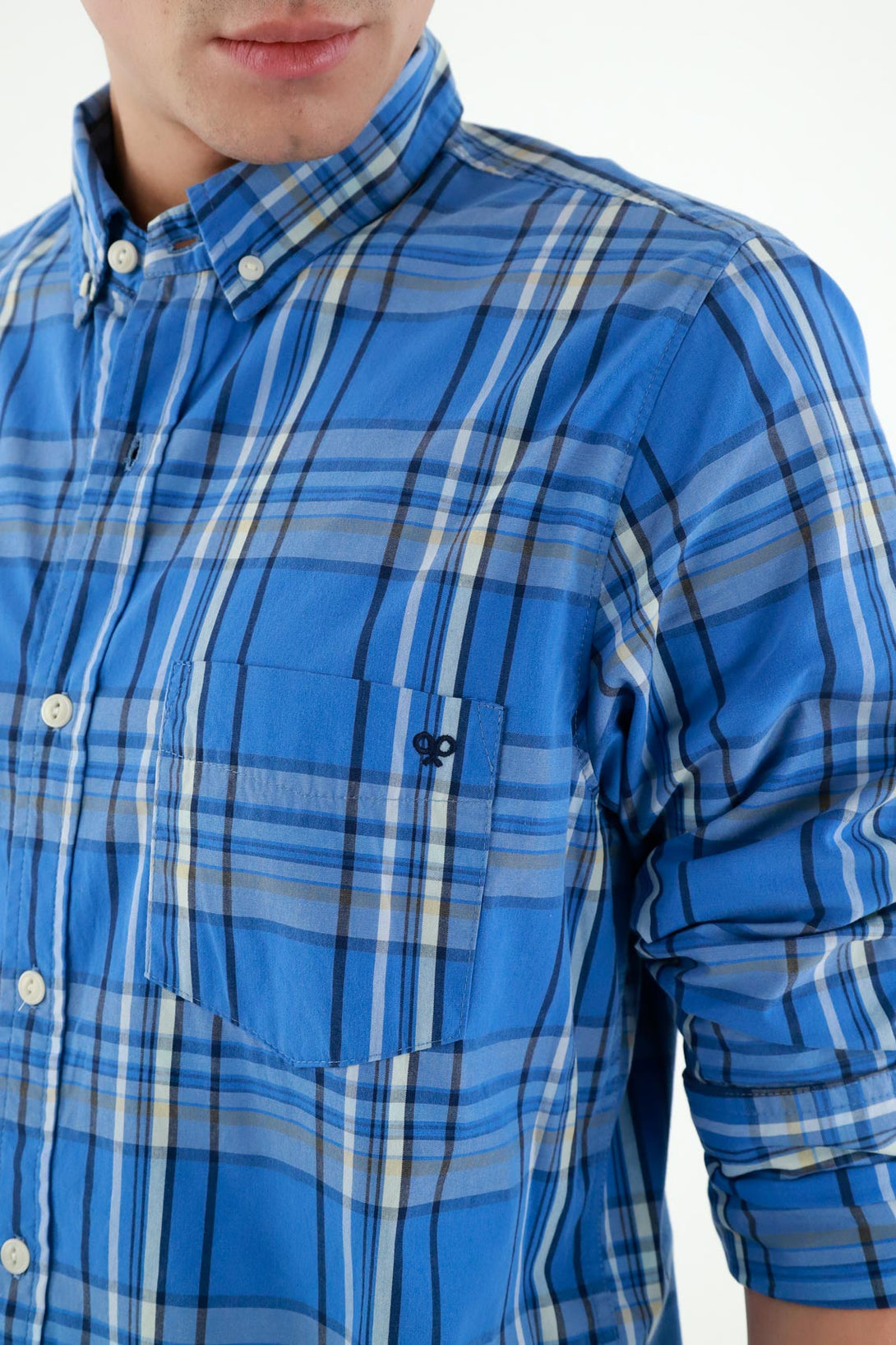 Camisa azul de cuadros para hombres