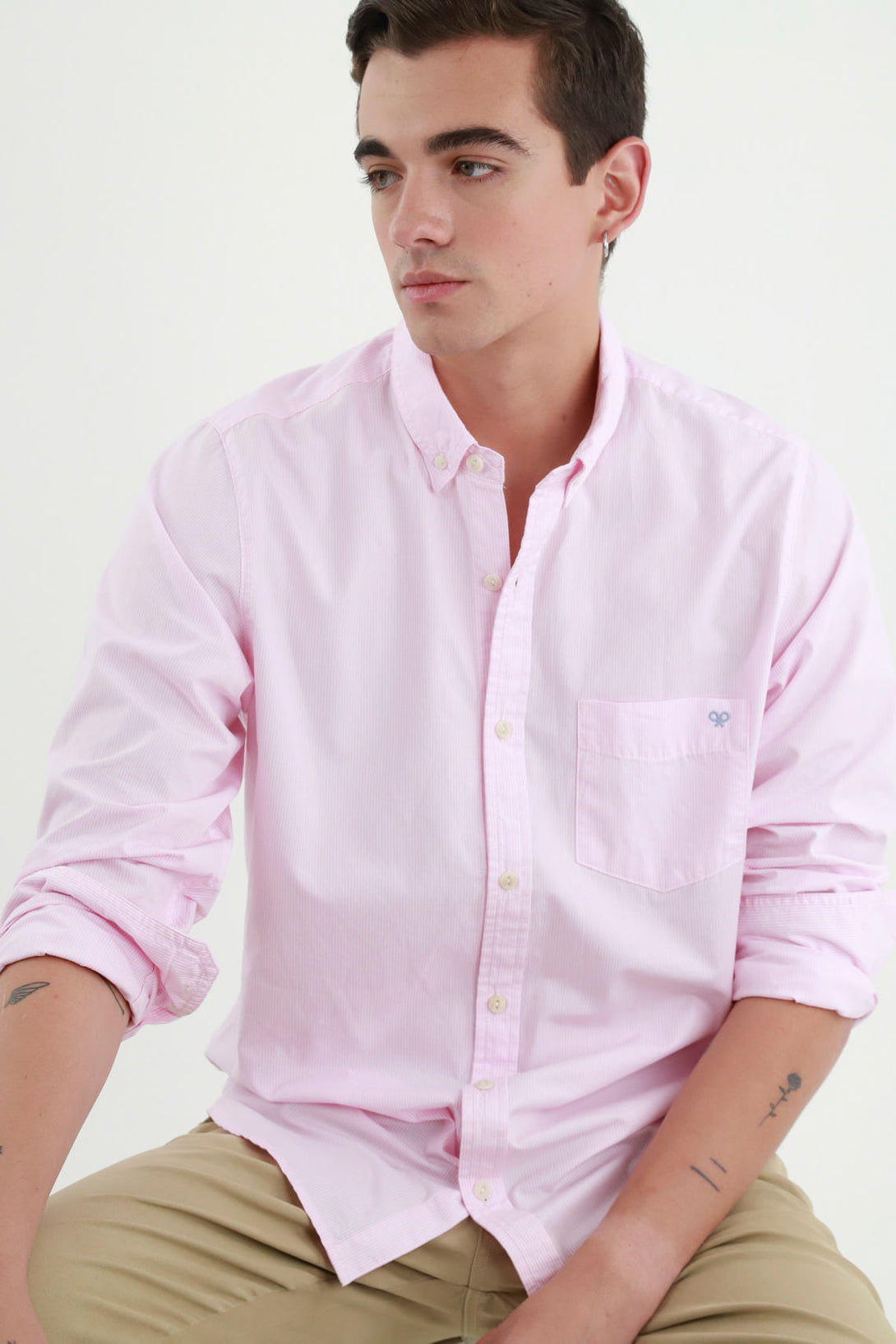 Men's Pink Mini Embroidered Shirt