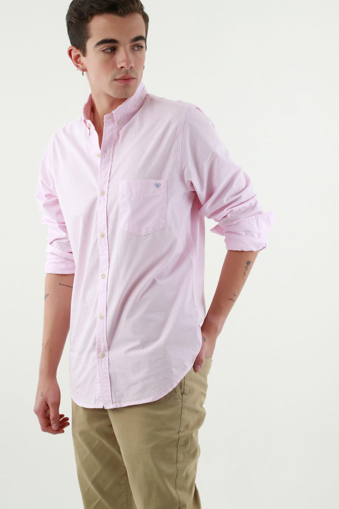 Men's Pink Mini Embroidered Shirt