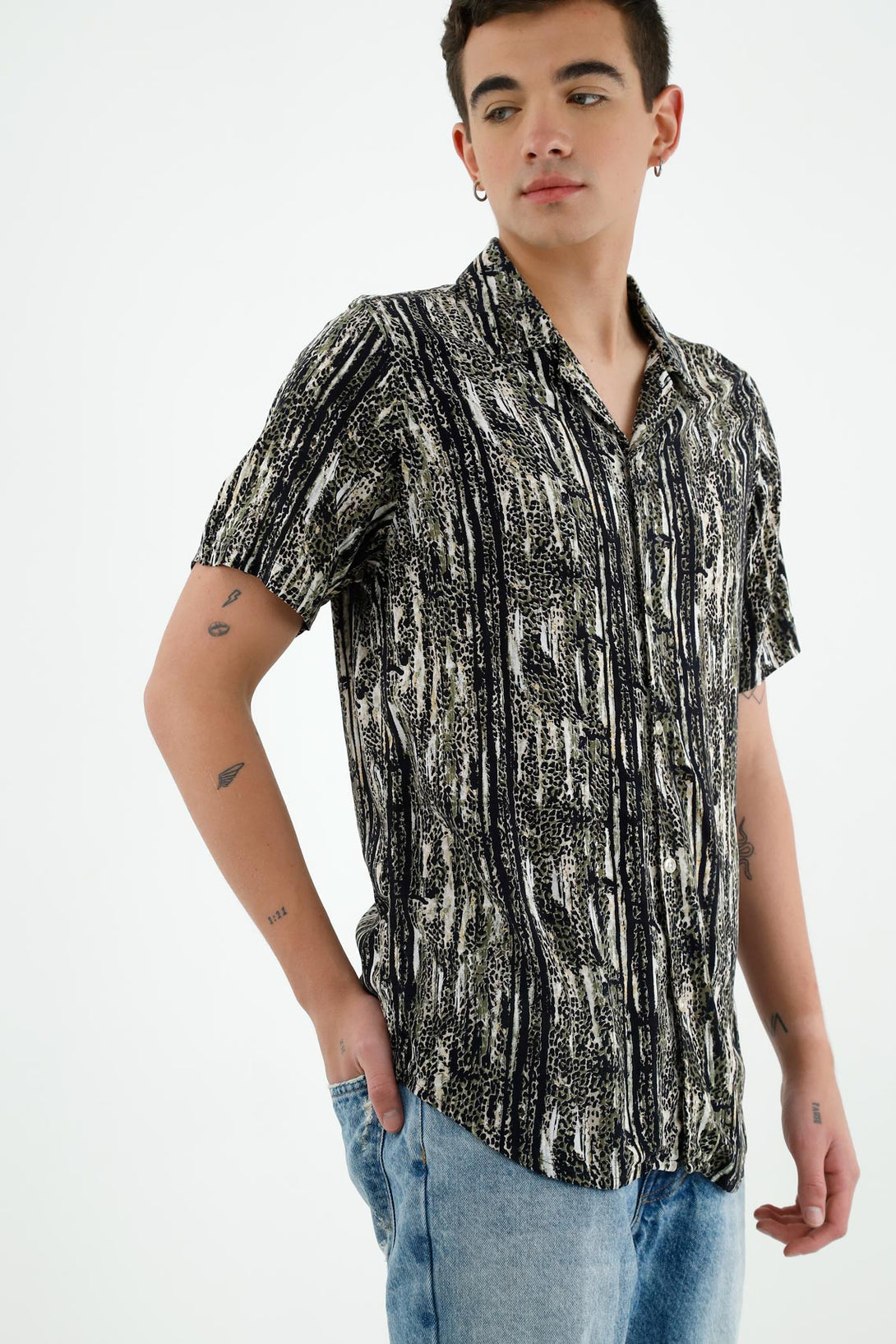 Camisa bowling verde para hombre