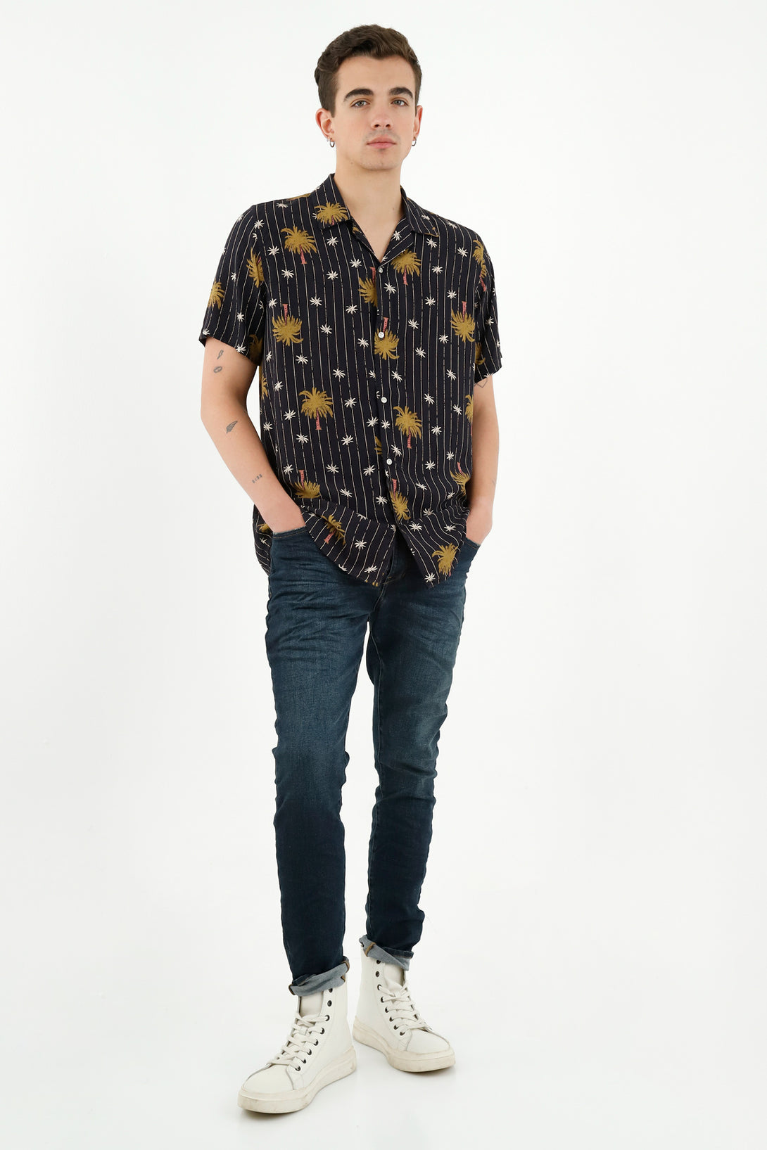 Camisa bowling estampada para hombre