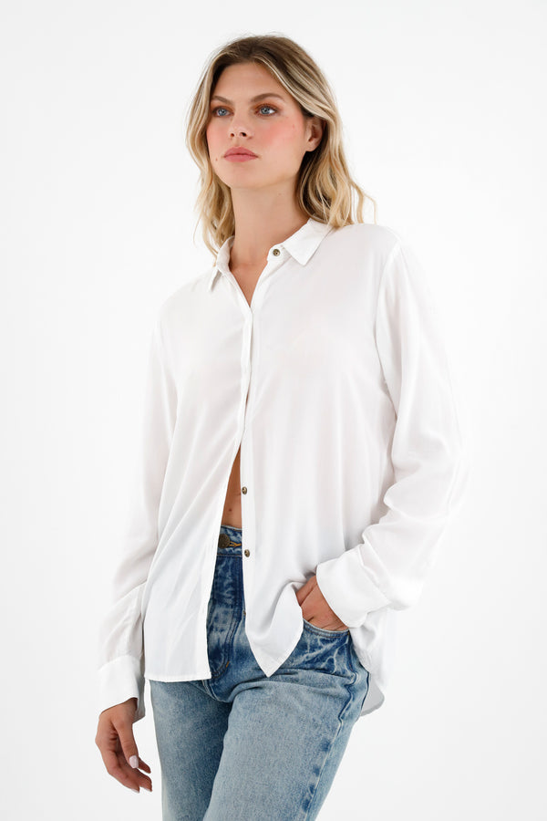 Camisa manga larga blanca para mujer