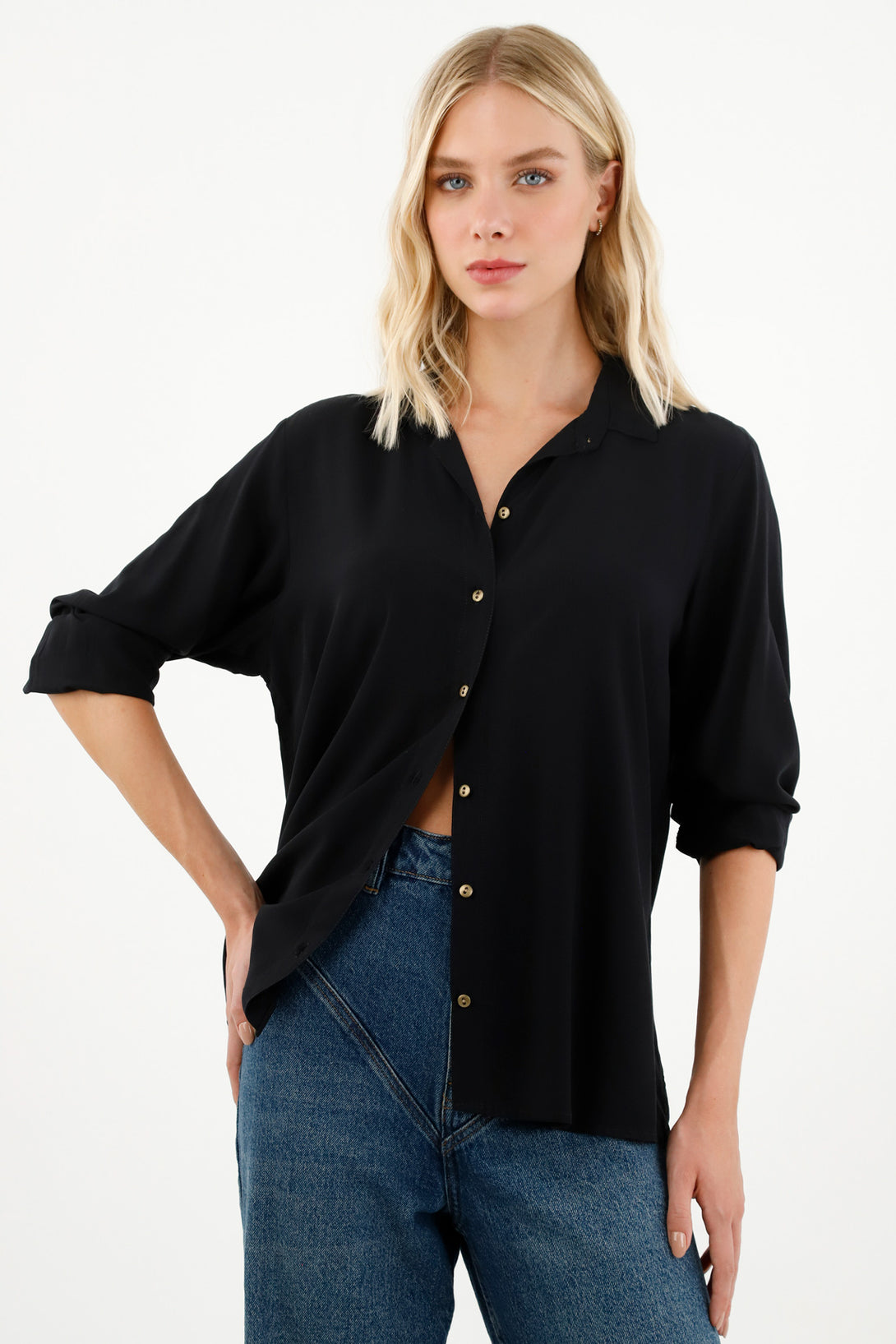 Women's Black Long Sleeve Shirt