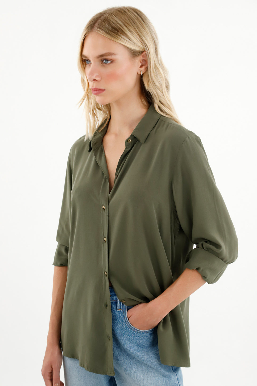 Women's Green Long Sleeve Shirt