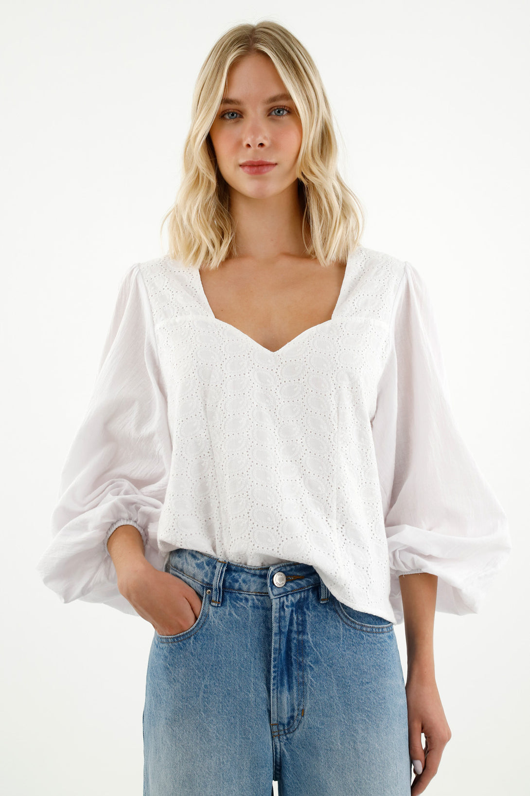 Women's White Eyelet Shirt