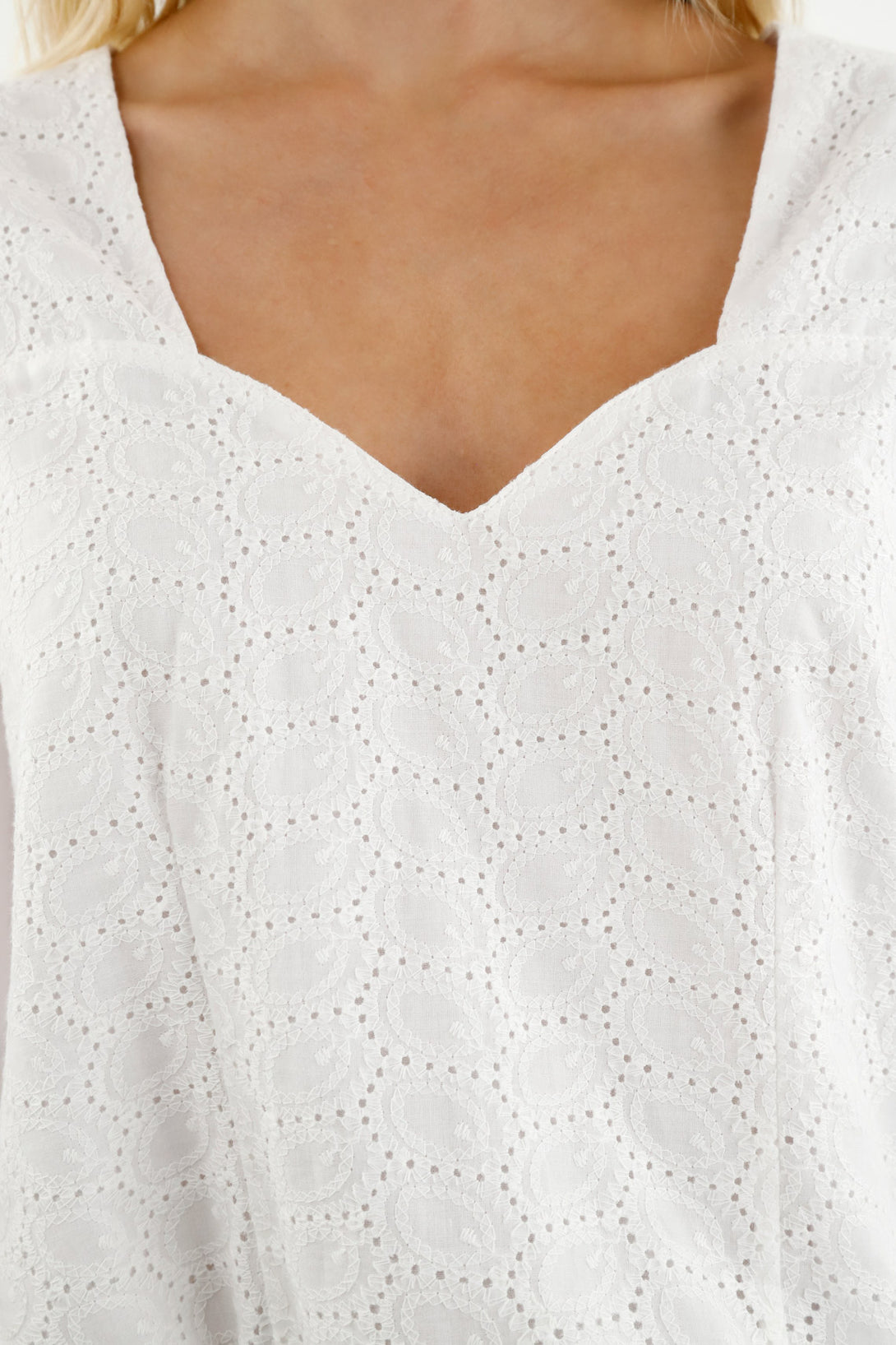 Women's White Eyelet Shirt