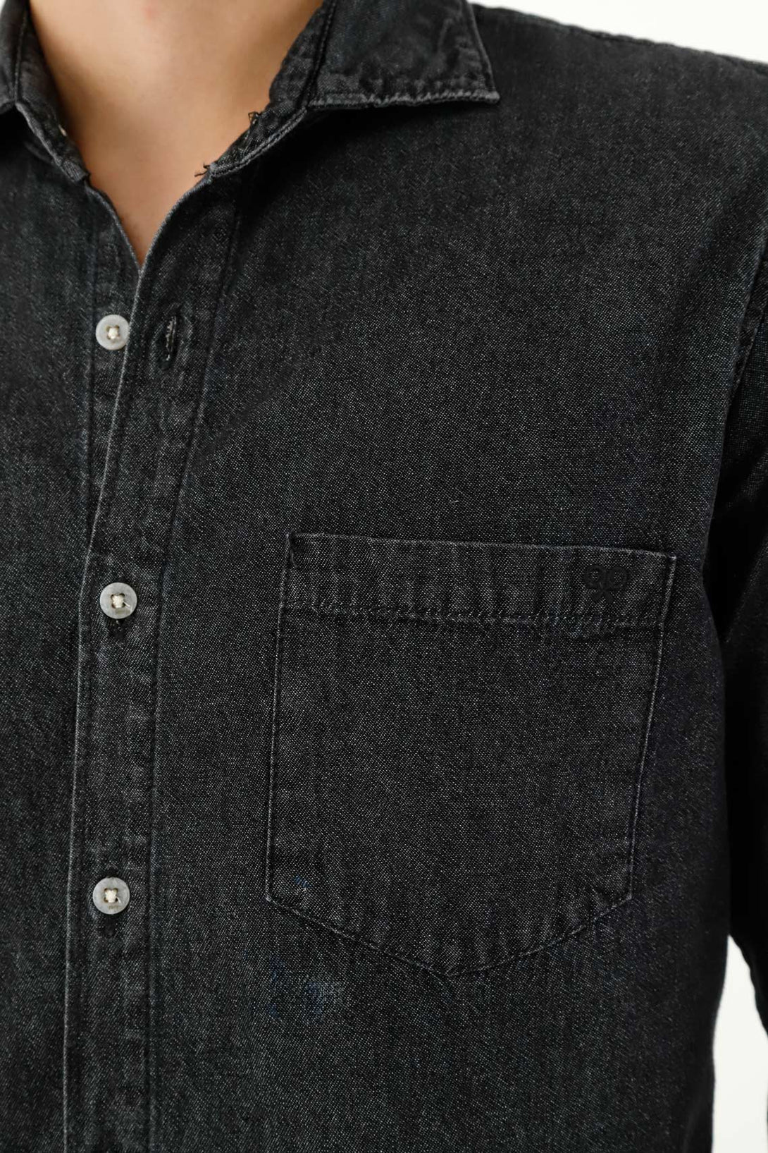 Camisa en chambray negra para hombre