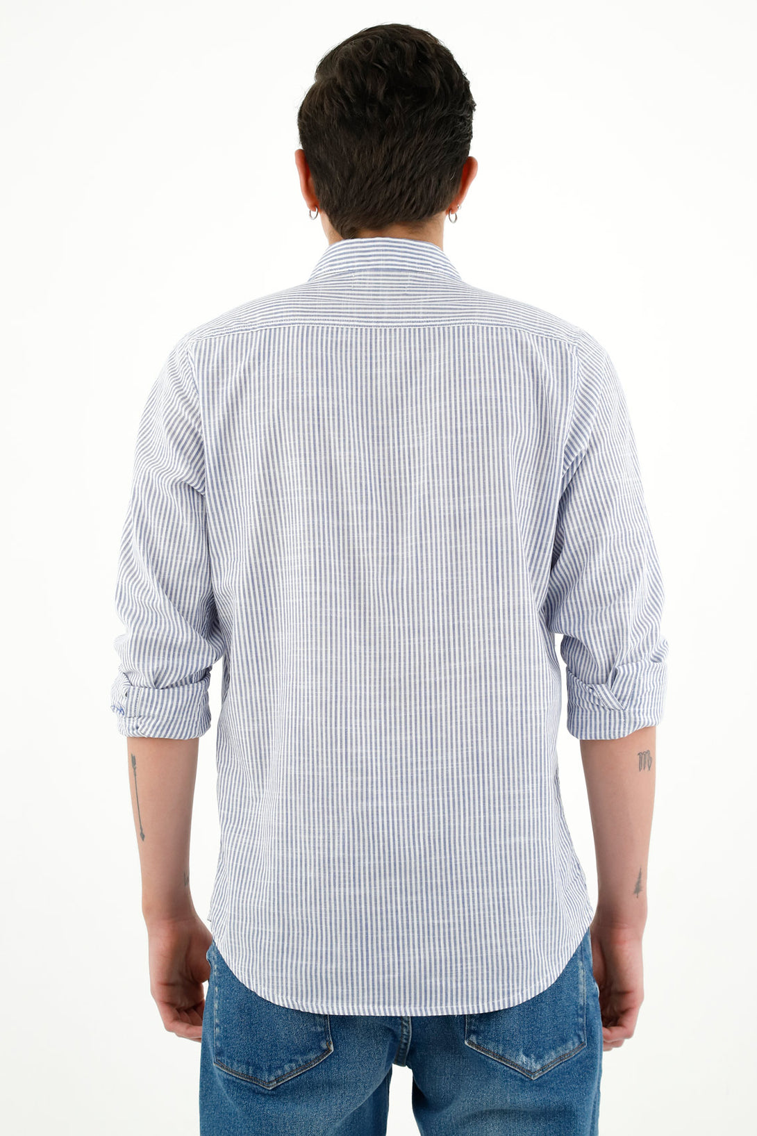 Camisa cuello clásico azul para hombre