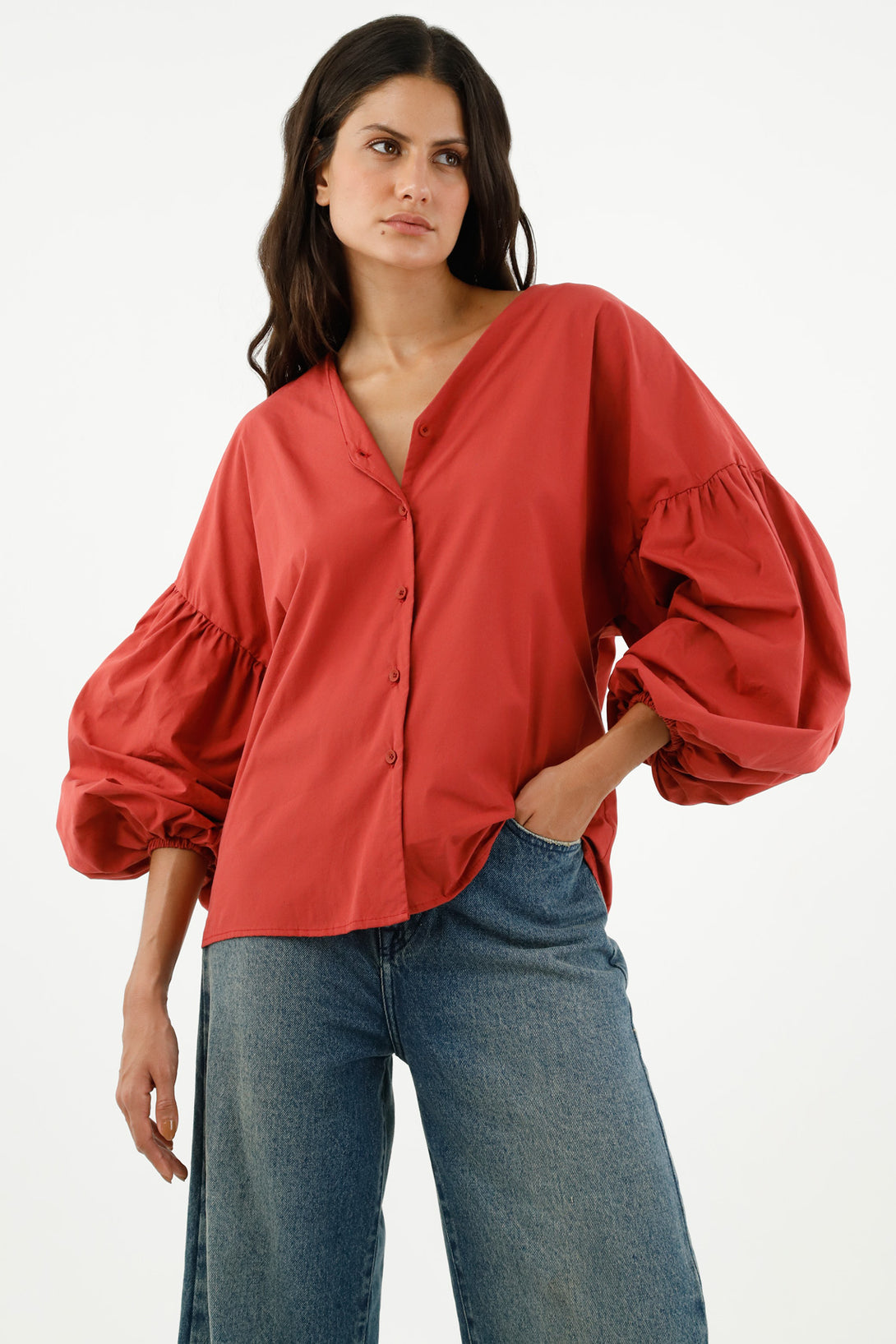 Camisa oversize roja para mujer