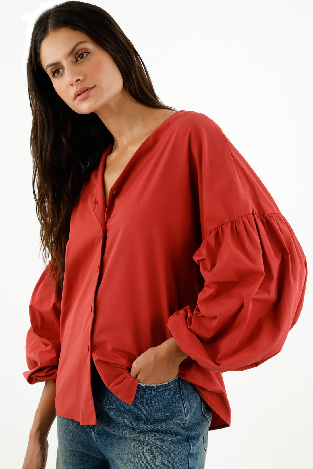 Camisa oversize roja para mujer