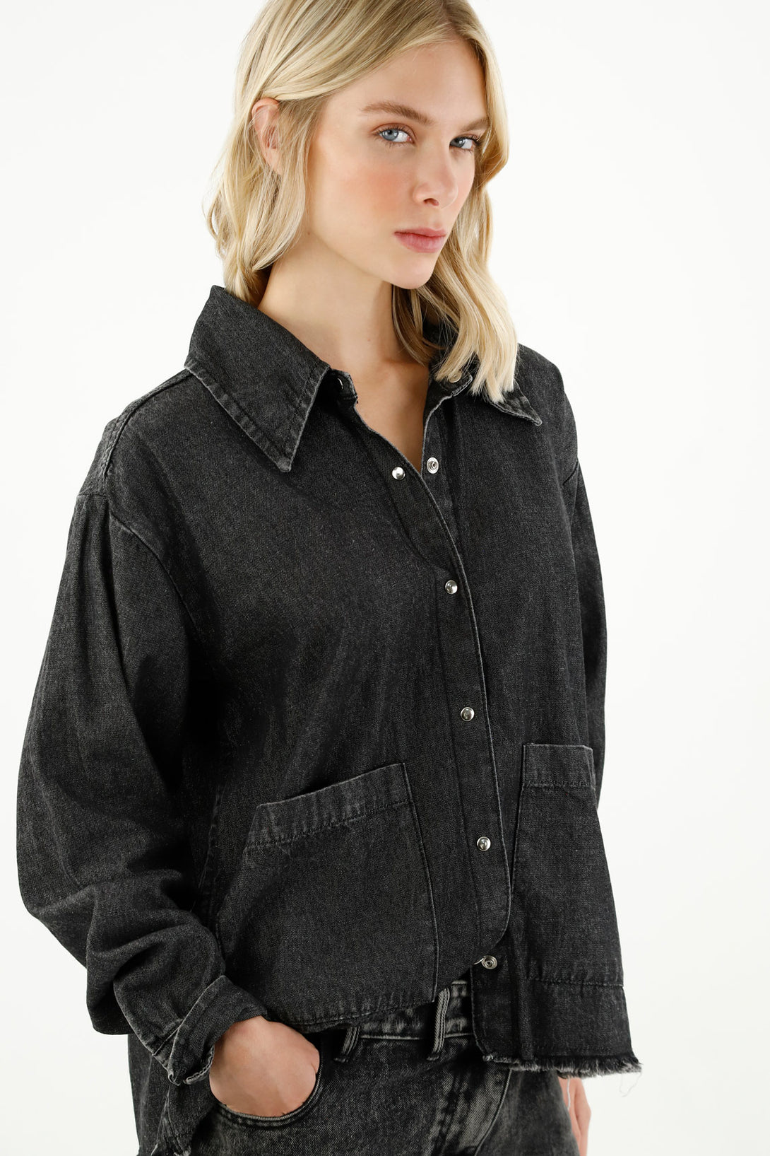 Women's Black Chambray Shirt