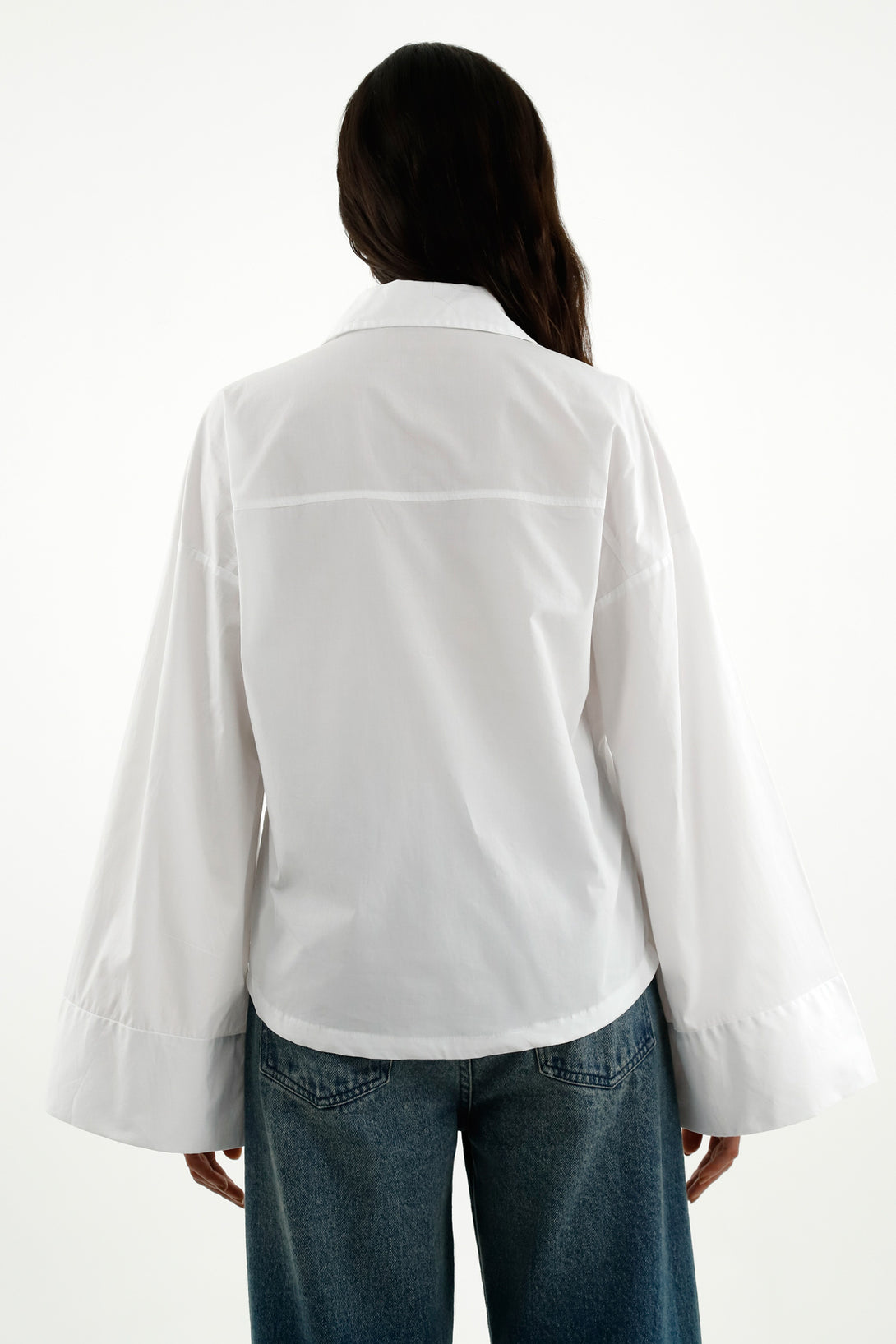 Women's White Flare Sleeve Shirt