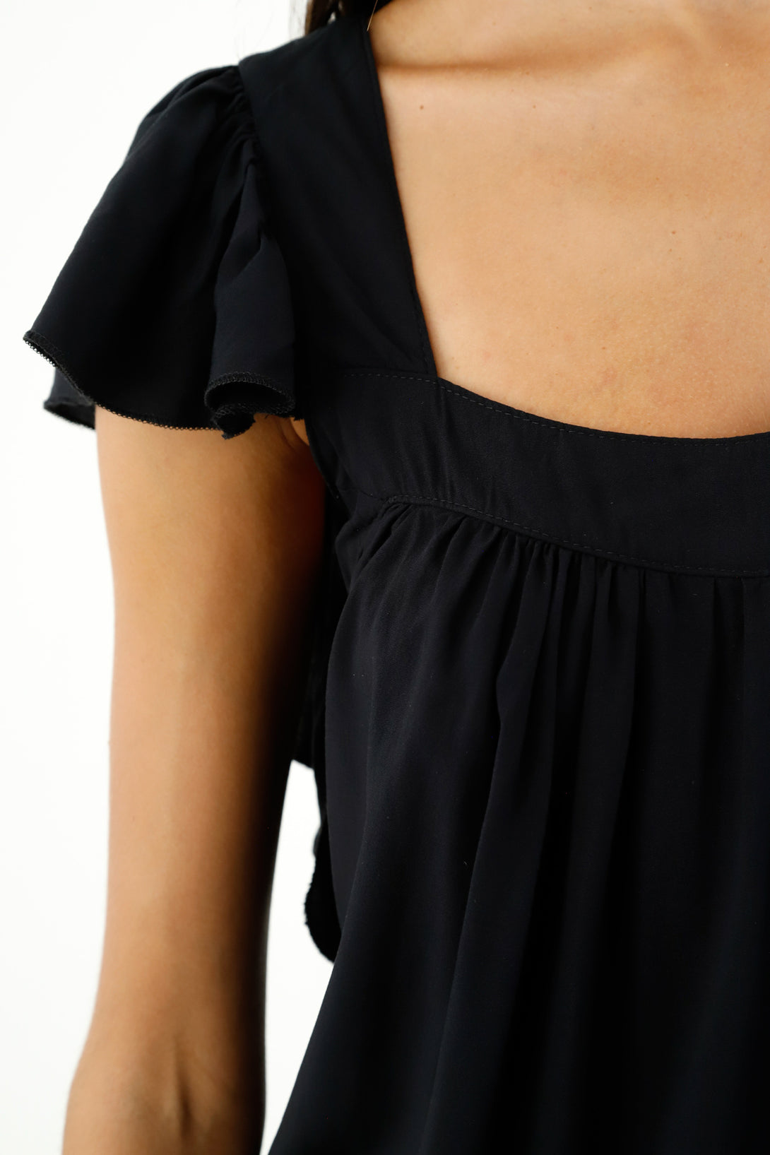 Women's Black Ruffled Shirt