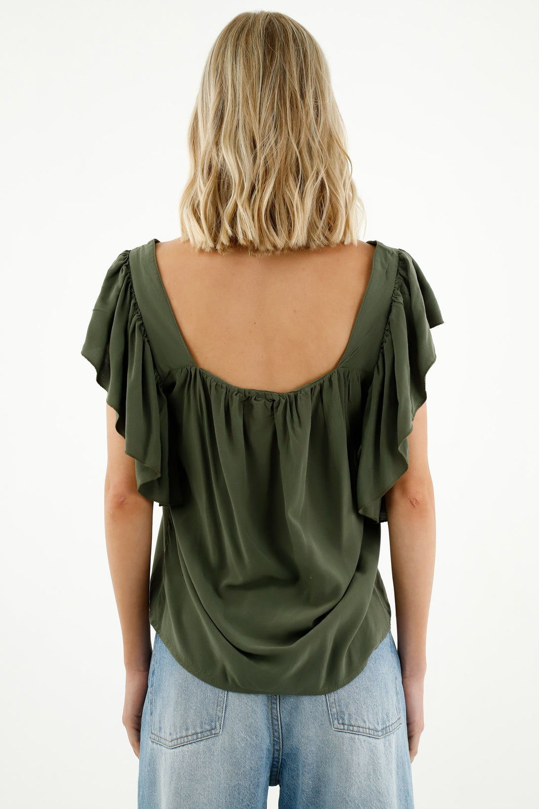 Women's Green Ruffled Shirt