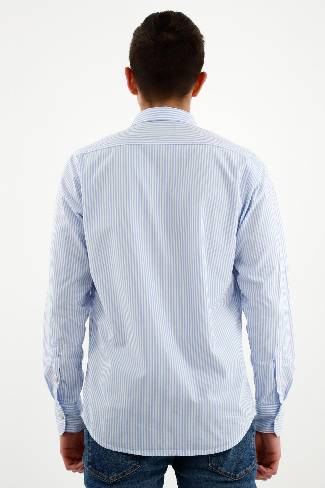 Camisa manga larga azul para hombre