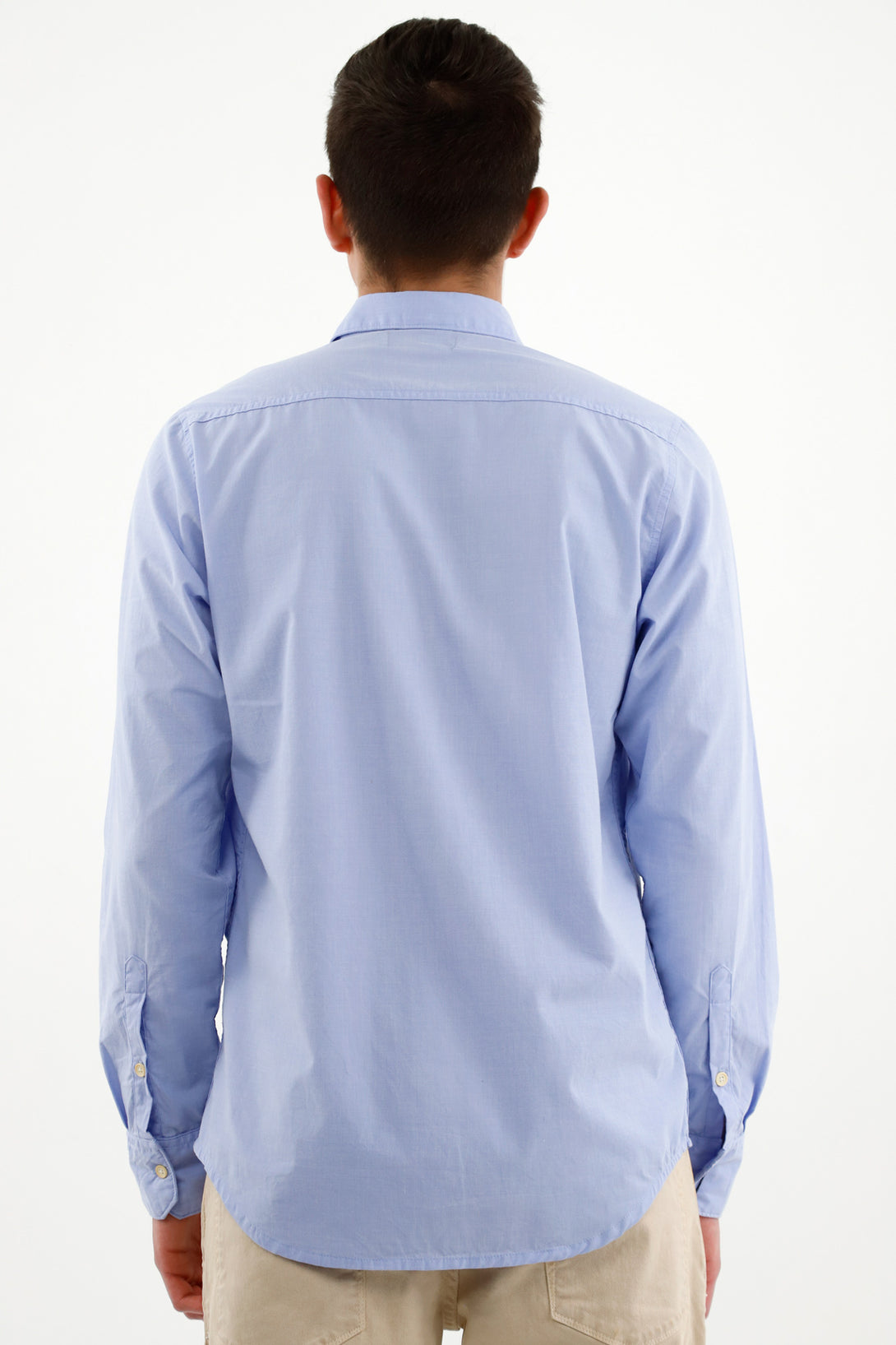 Camisa azul preteñida para hombre