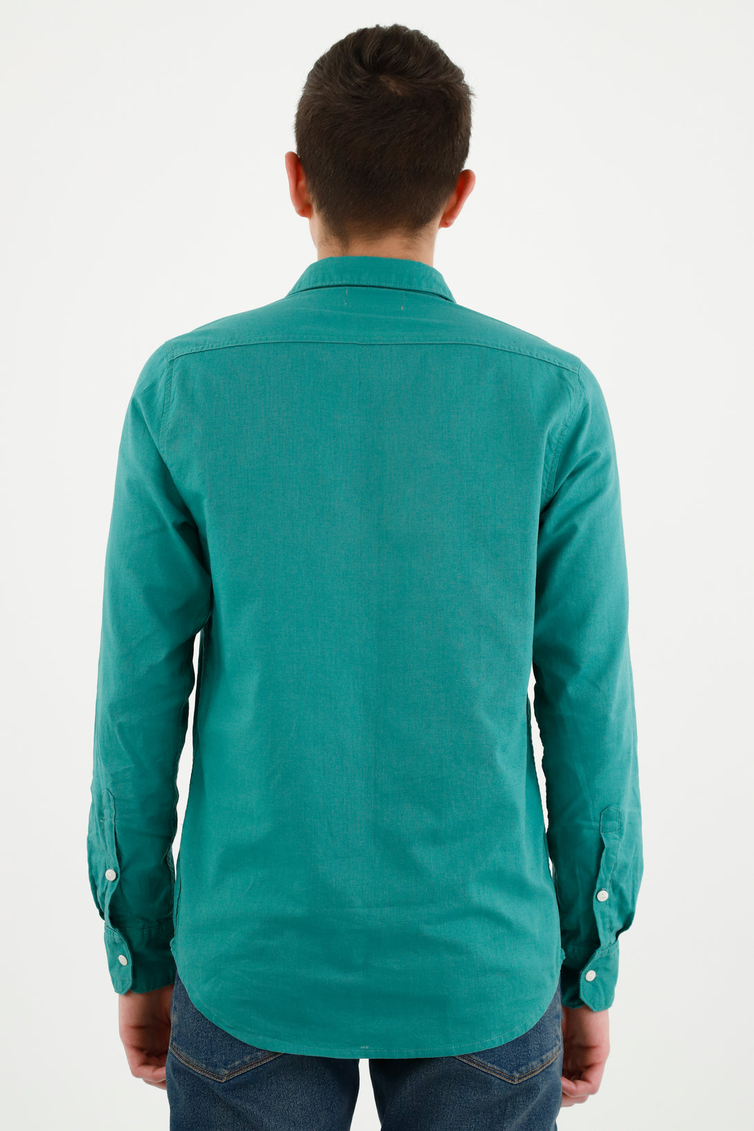 Camisa verde en lino para hombre