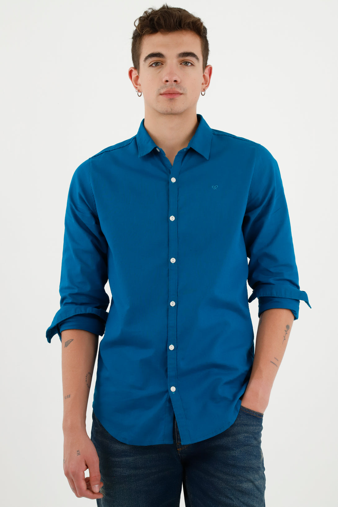 Men's Blue Linen Shirt