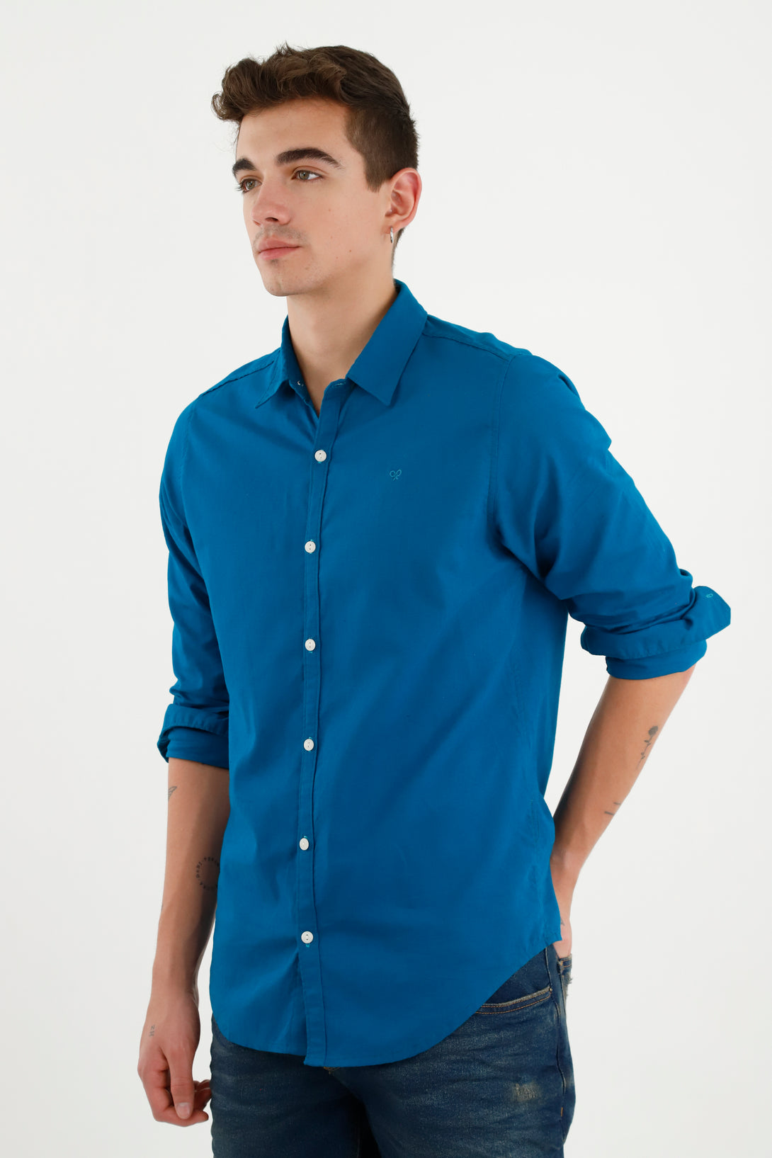 Men's Blue Linen Shirt