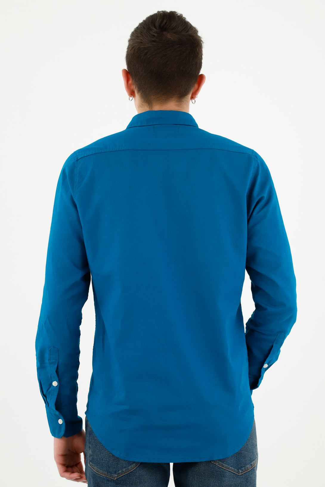 Camisa azul en lino para hombre