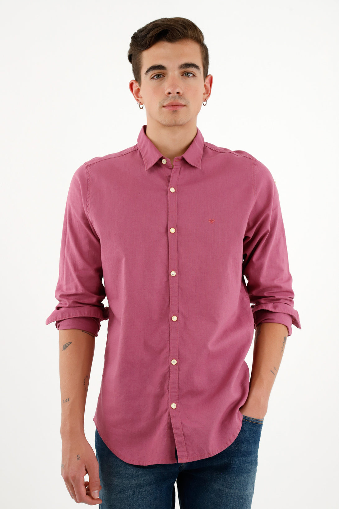 Men's Purple Linen Shirt