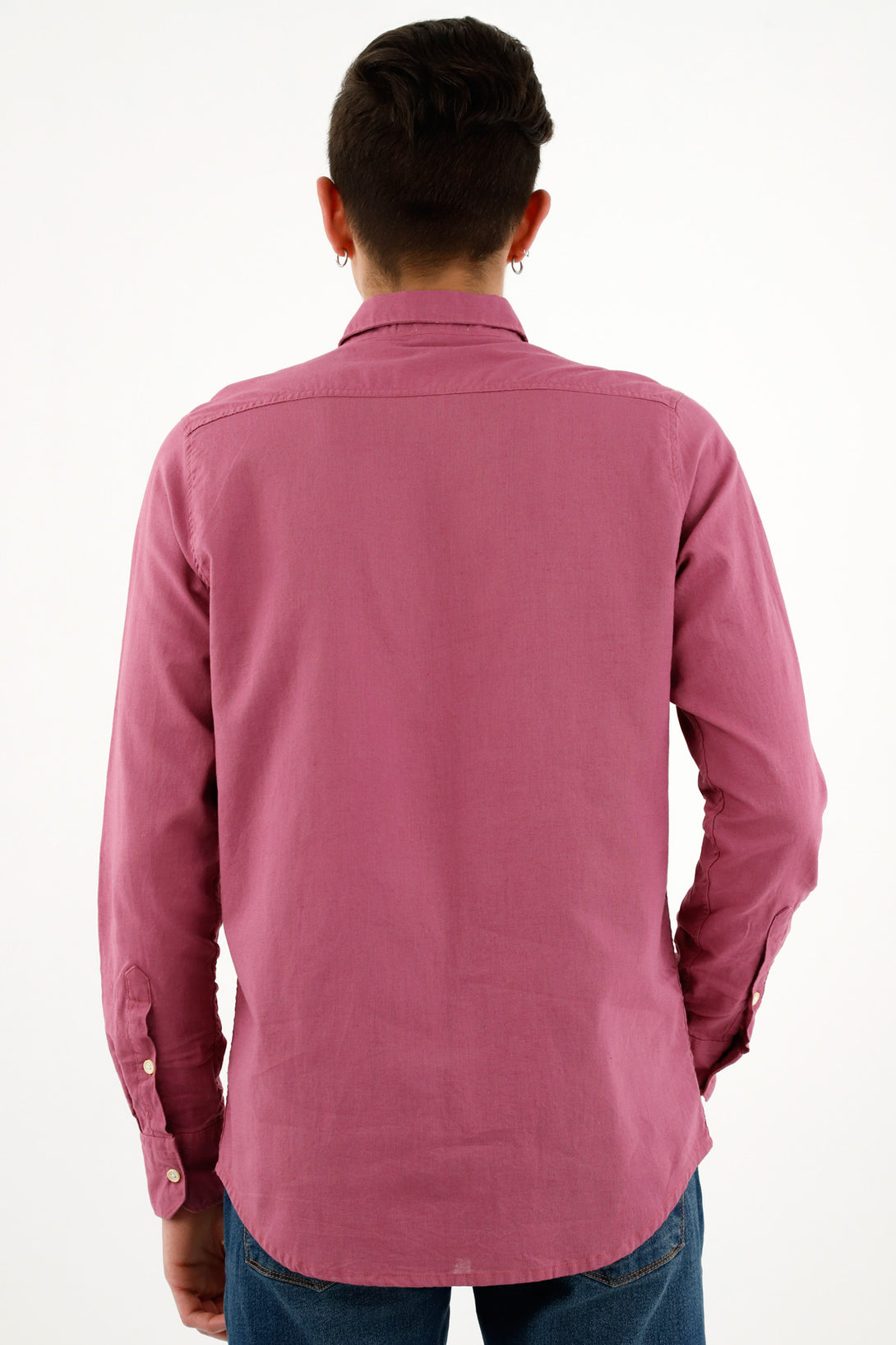 Camisa morada en lino para hombre