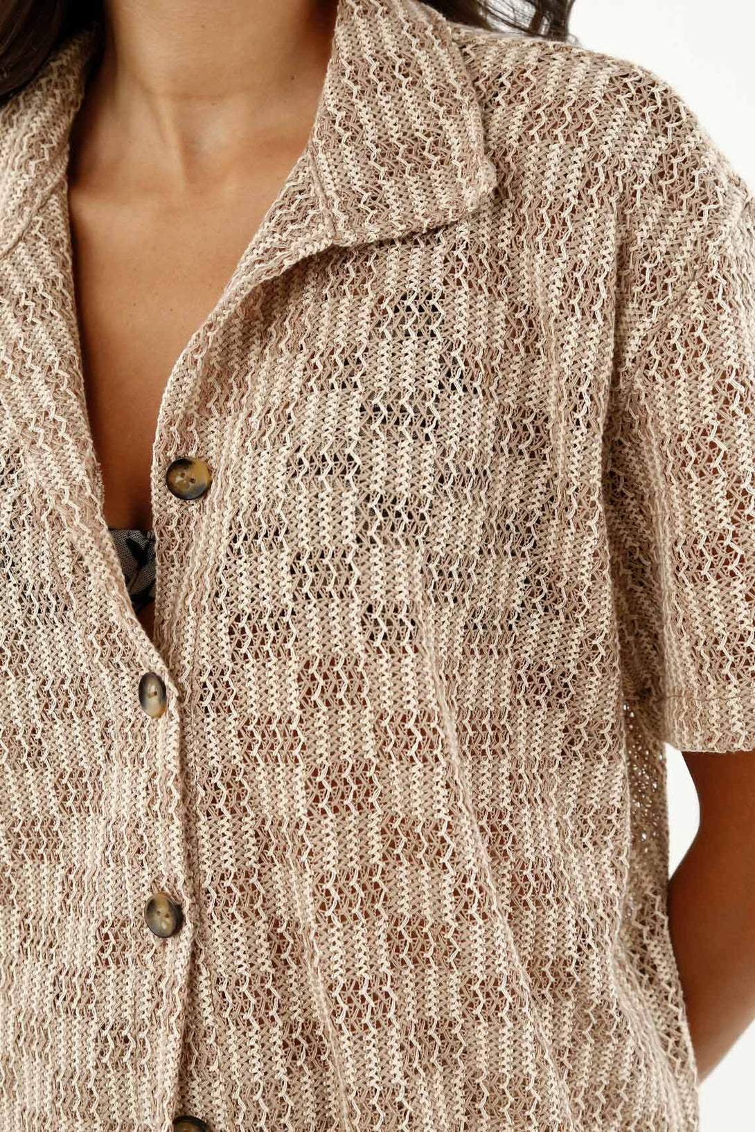 Camisa tejida café para mujer